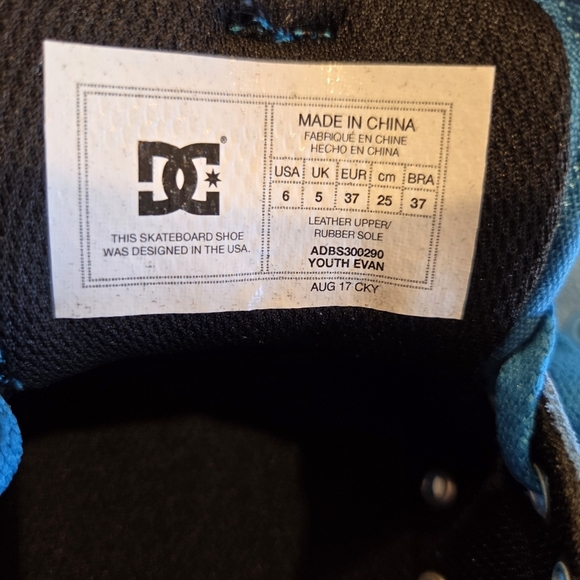 DC Youths Evan Boys Aqua Blue Leather Skateboard Shoes Sneakers Sz 6 Eu 37 Low - Picture 5 of 14
